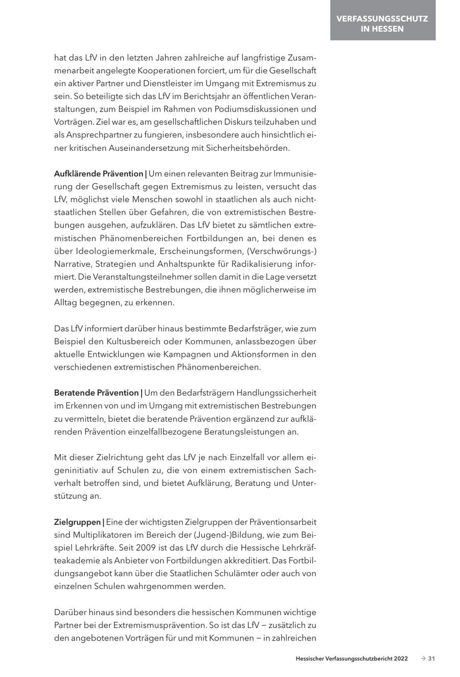 Seite 33 des Verfassungsschutzbericht 2022 Hessen