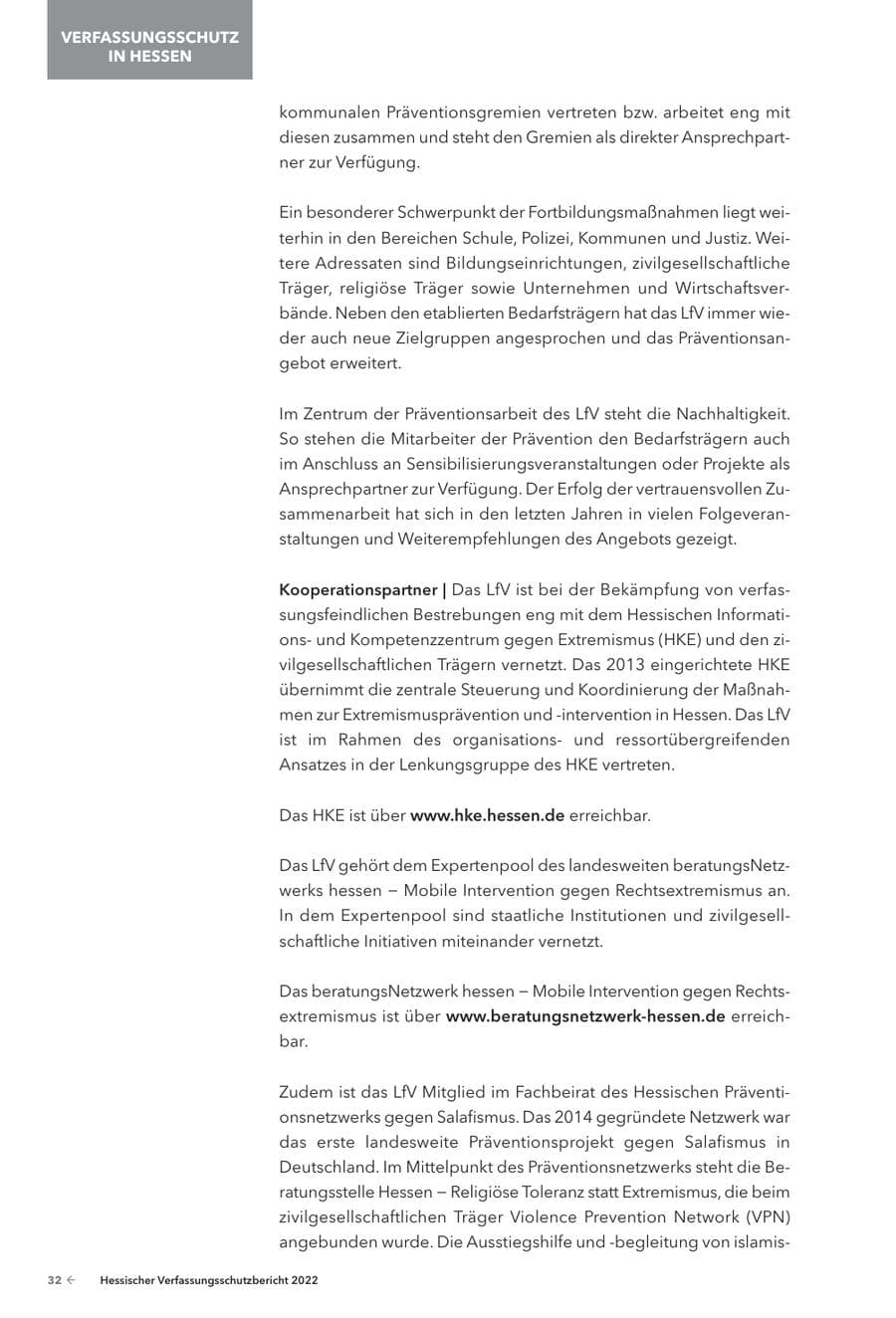 Seite 34 des Verfassungsschutzbericht 2022 Hessen