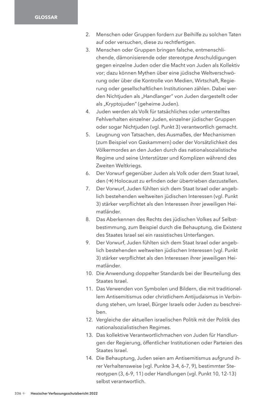 Seite 338 des Verfassungsschutzbericht 2022 Hessen