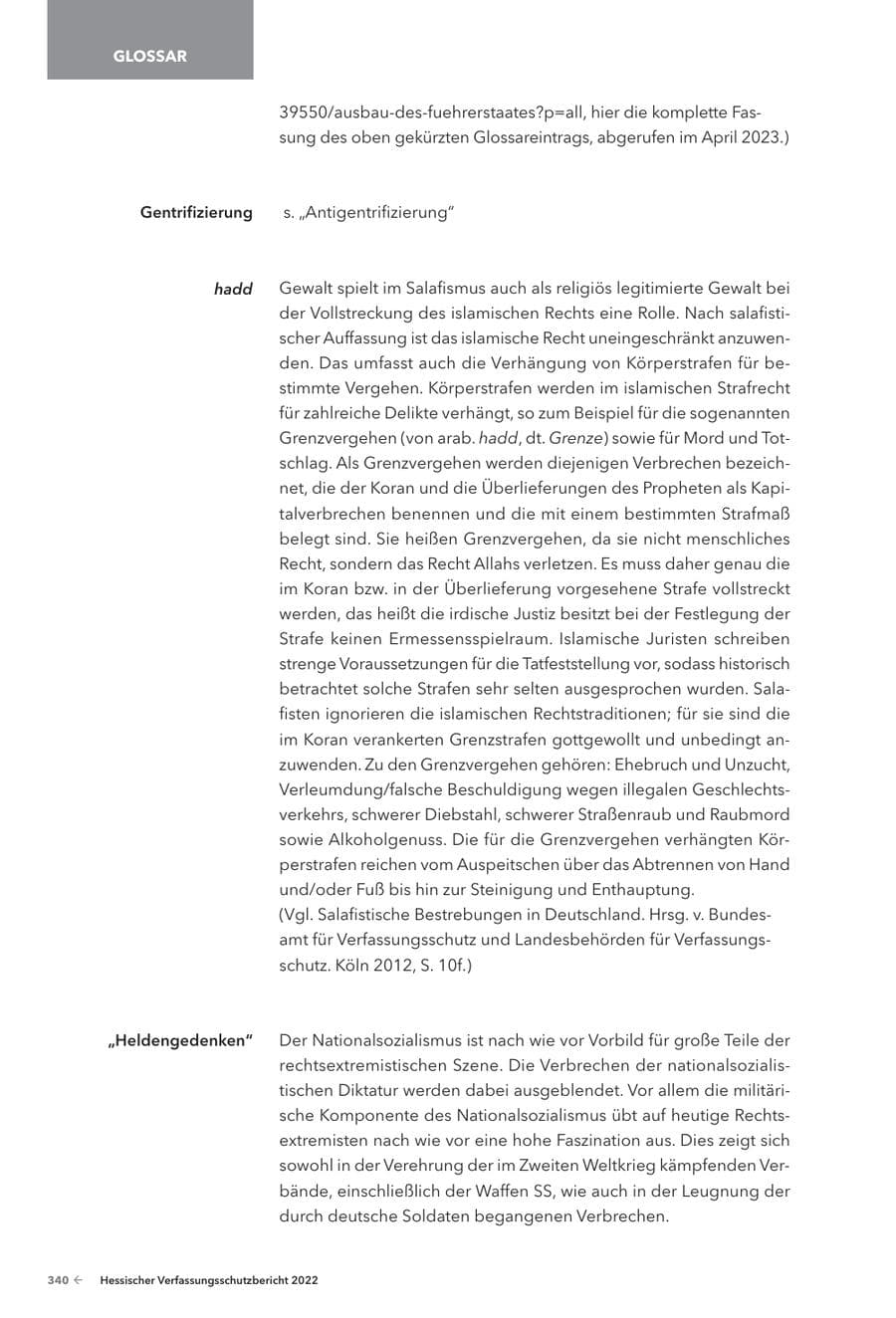 Seite 342 des Verfassungsschutzbericht 2022 Hessen