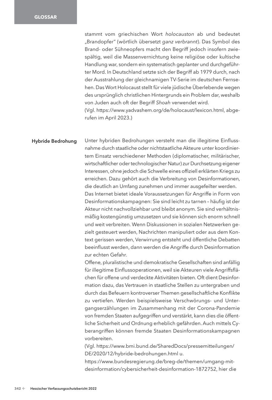 Seite 344 des Verfassungsschutzbericht 2022 Hessen