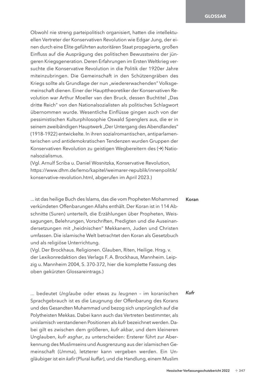 Seite 349 des Verfassungsschutzbericht 2022 Hessen