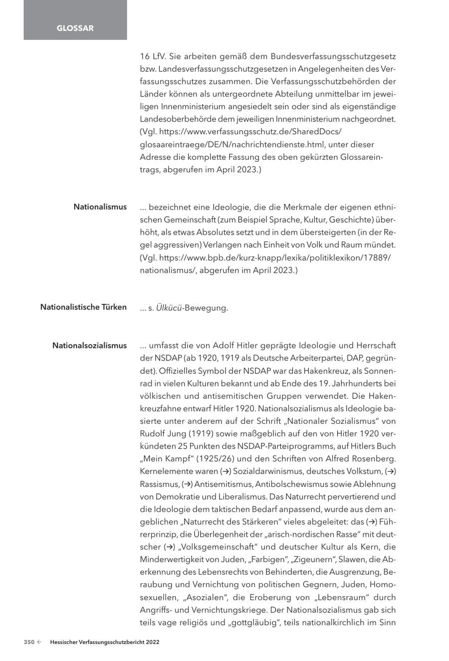 Seite 352 des Verfassungsschutzbericht 2022 Hessen