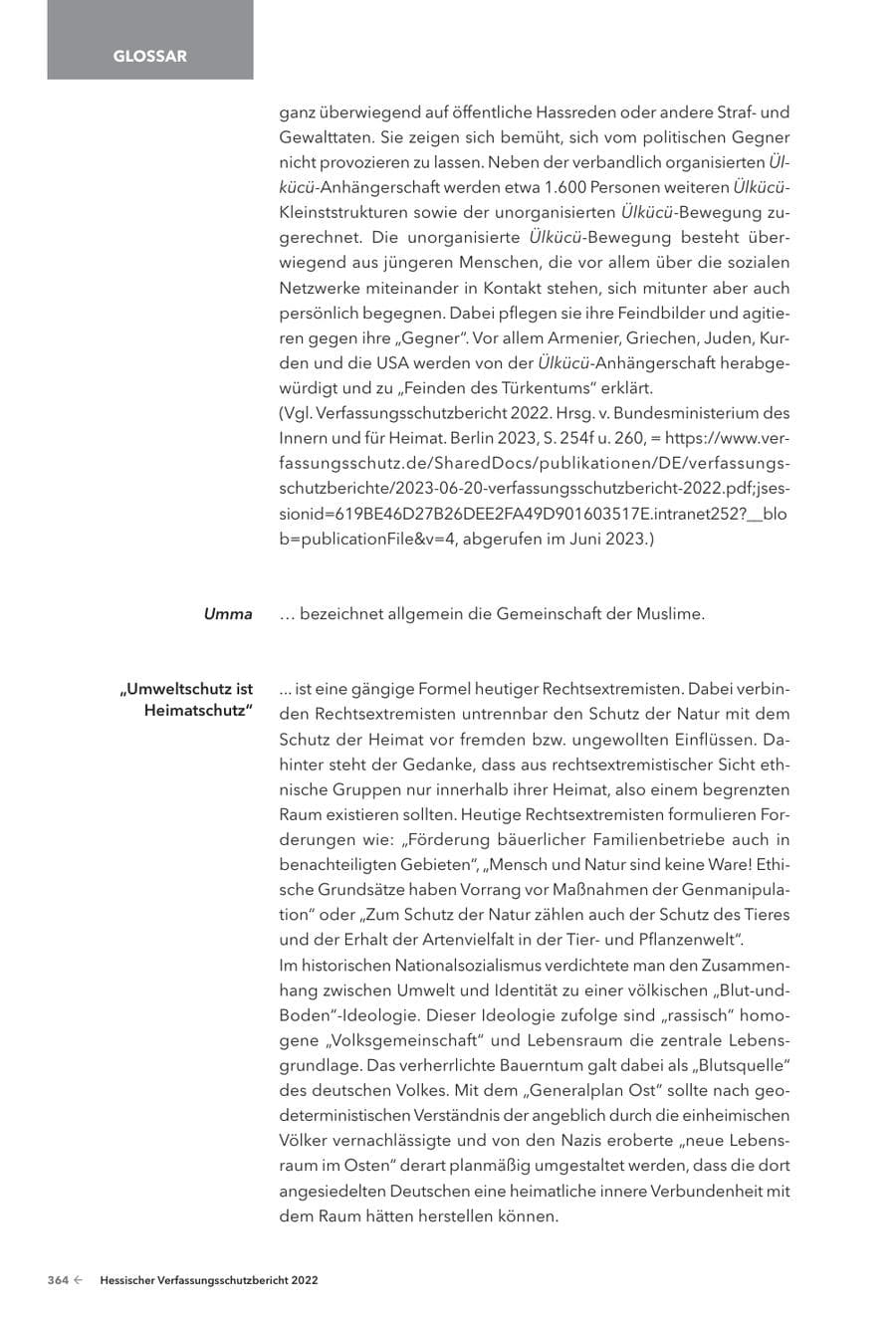Seite 366 des Verfassungsschutzbericht 2022 Hessen