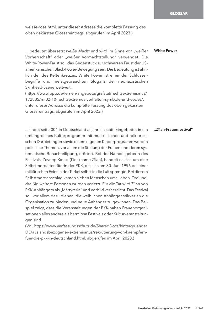 Seite 369 des Verfassungsschutzbericht 2022 Hessen