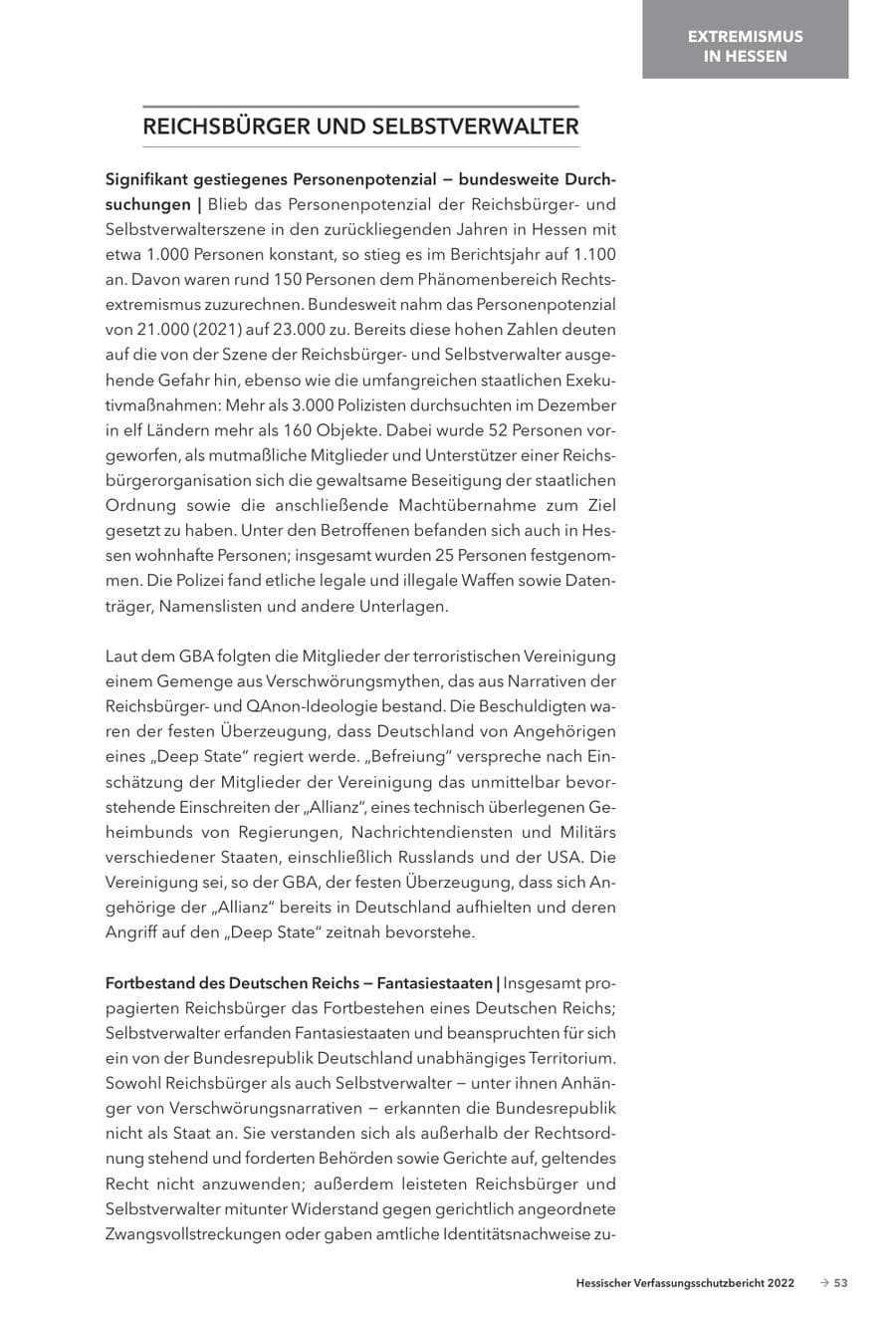 Seite 55 des Verfassungsschutzbericht 2022 Hessen
