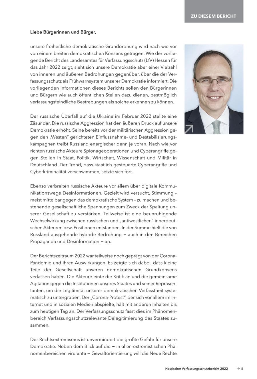 Seite 7 des Verfassungsschutzbericht 2022 Hessen
