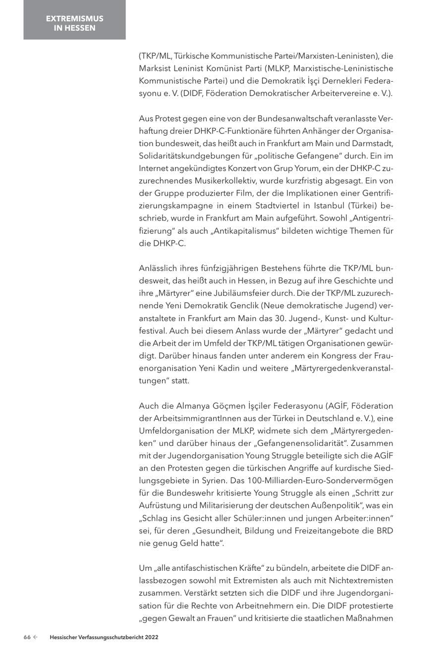 Seite 68 des Verfassungsschutzbericht 2022 Hessen