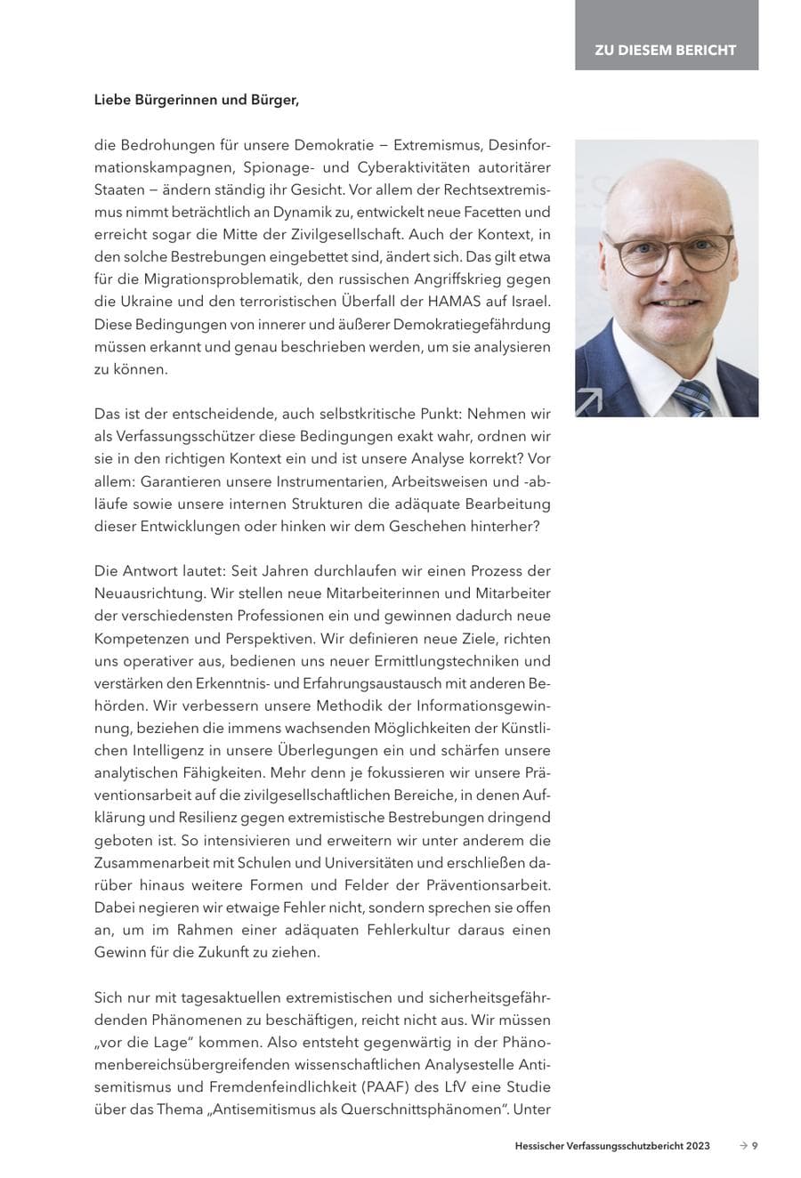 Seite 11 des Verfassungsschutzbericht 2023 Hessen