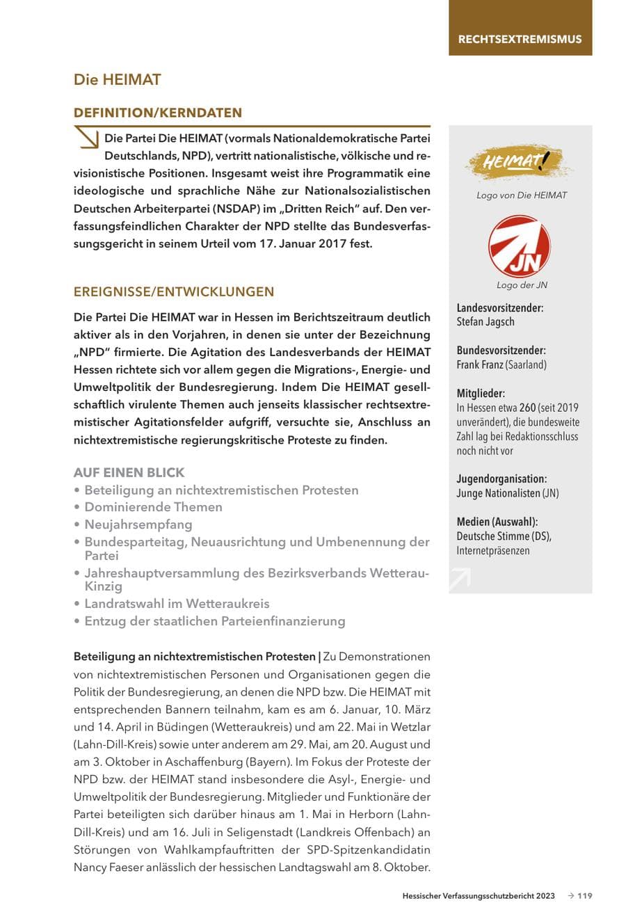 Seite 121 des Verfassungsschutzbericht 2023 Hessen