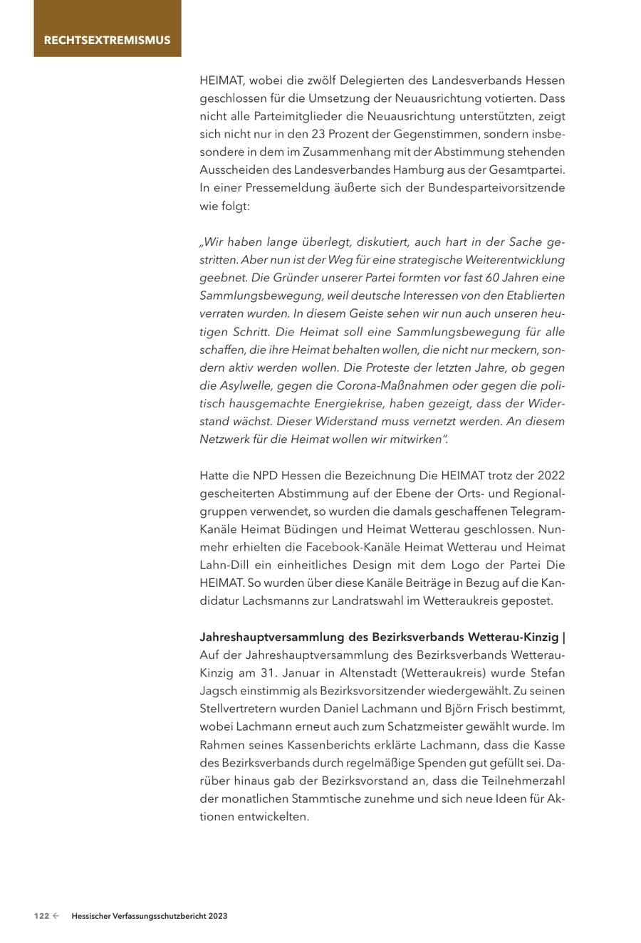 Seite 124 des Verfassungsschutzbericht 2023 Hessen