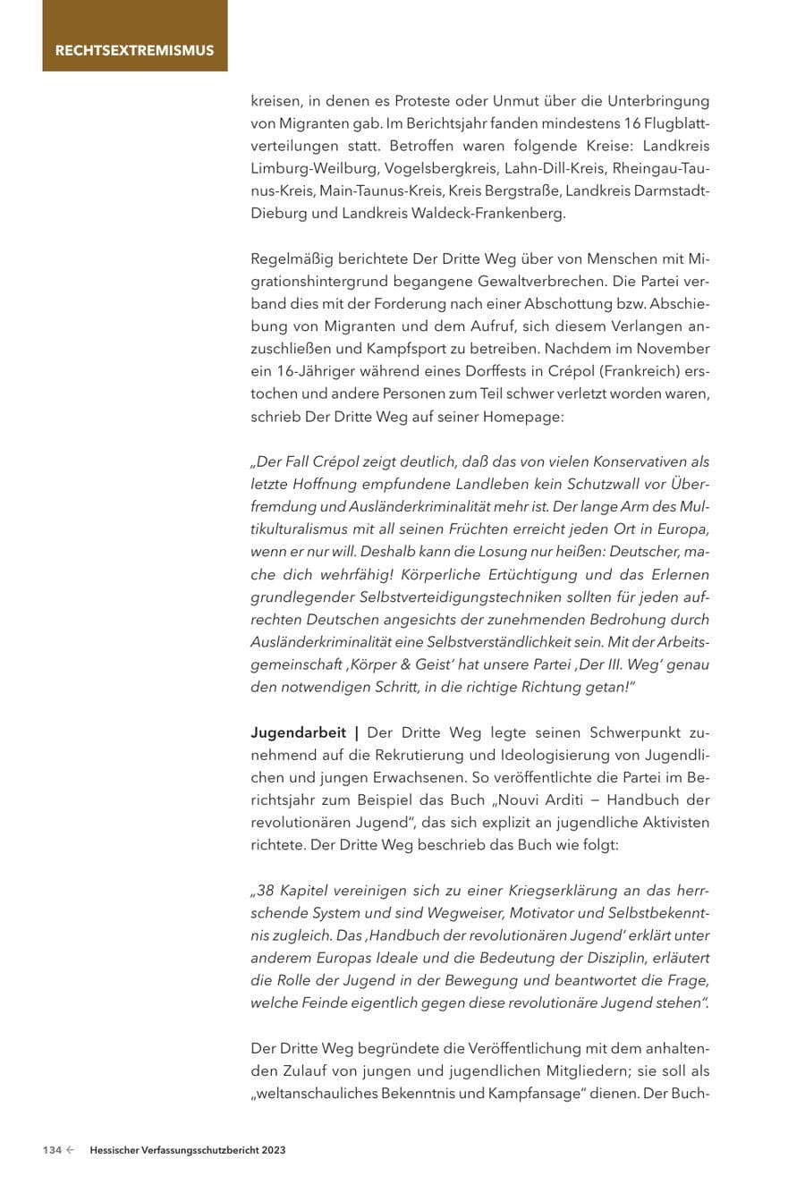 Seite 136 des Verfassungsschutzbericht 2023 Hessen