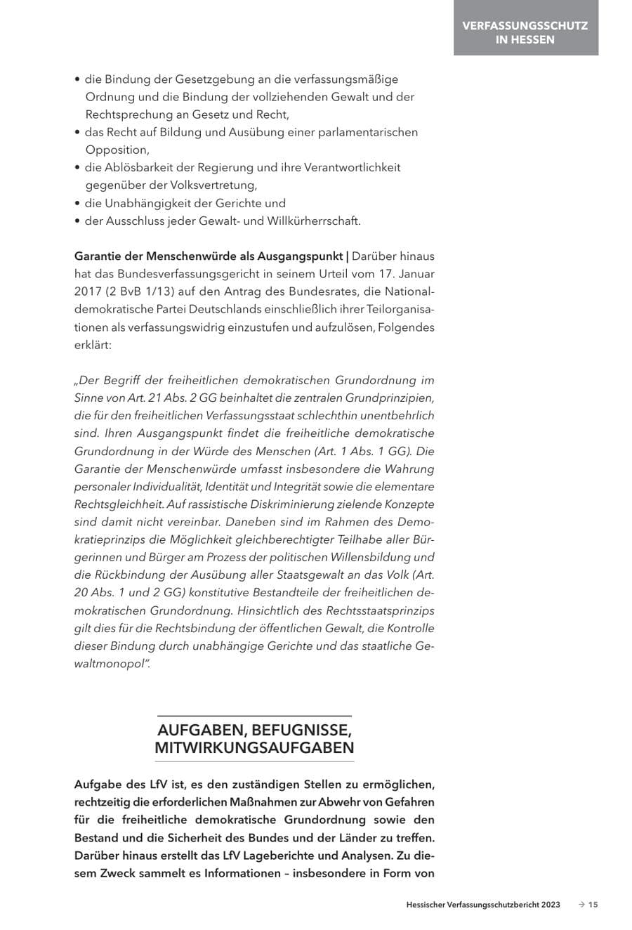 Seite 17 des Verfassungsschutzbericht 2023 Hessen