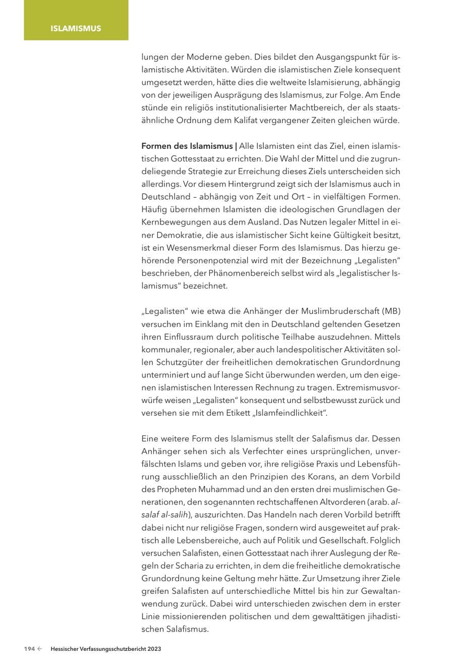 Seite 196 des Verfassungsschutzbericht 2023 Hessen