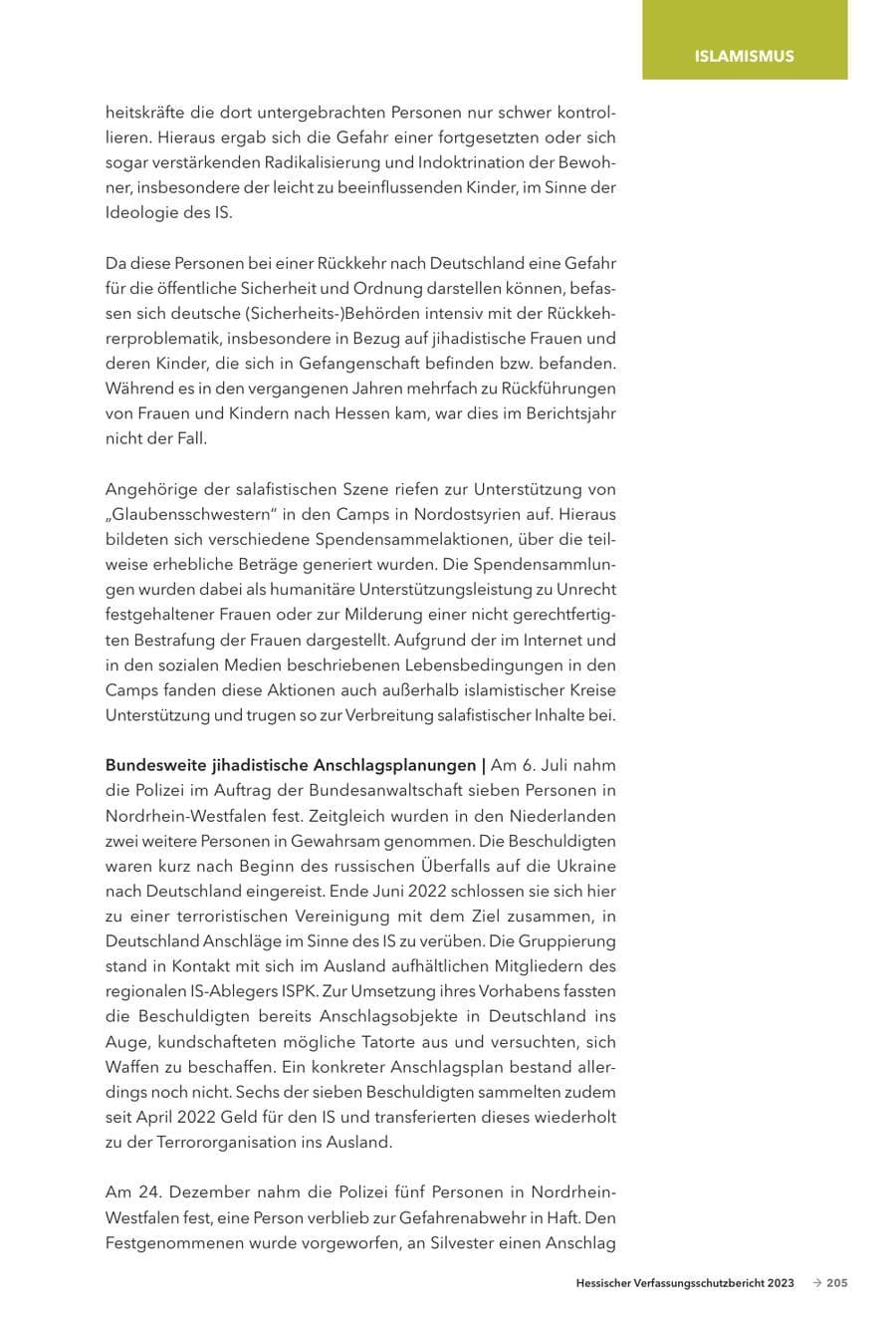 Seite 207 des Verfassungsschutzbericht 2023 Hessen