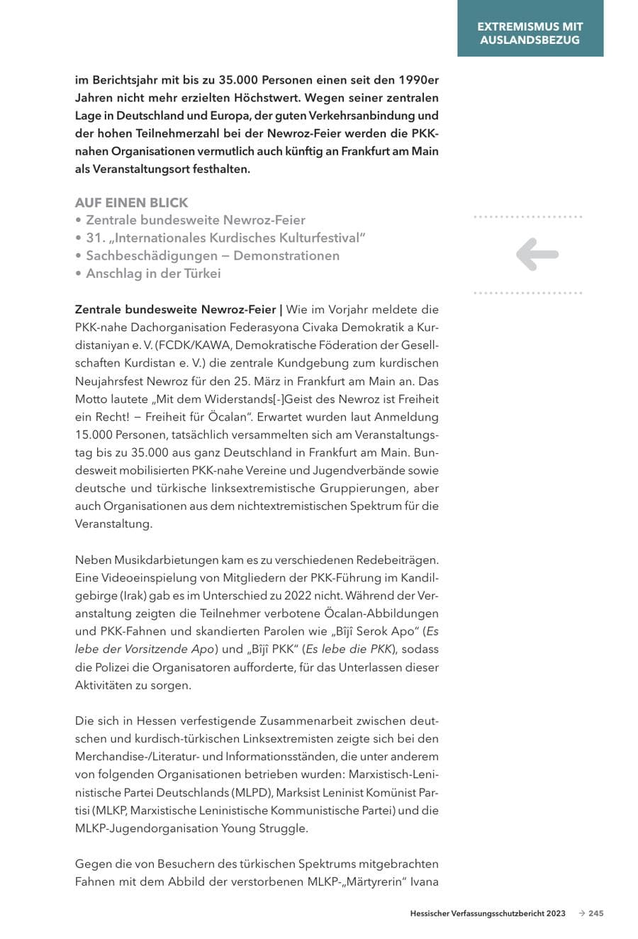 Seite 247 des Verfassungsschutzbericht 2023 Hessen