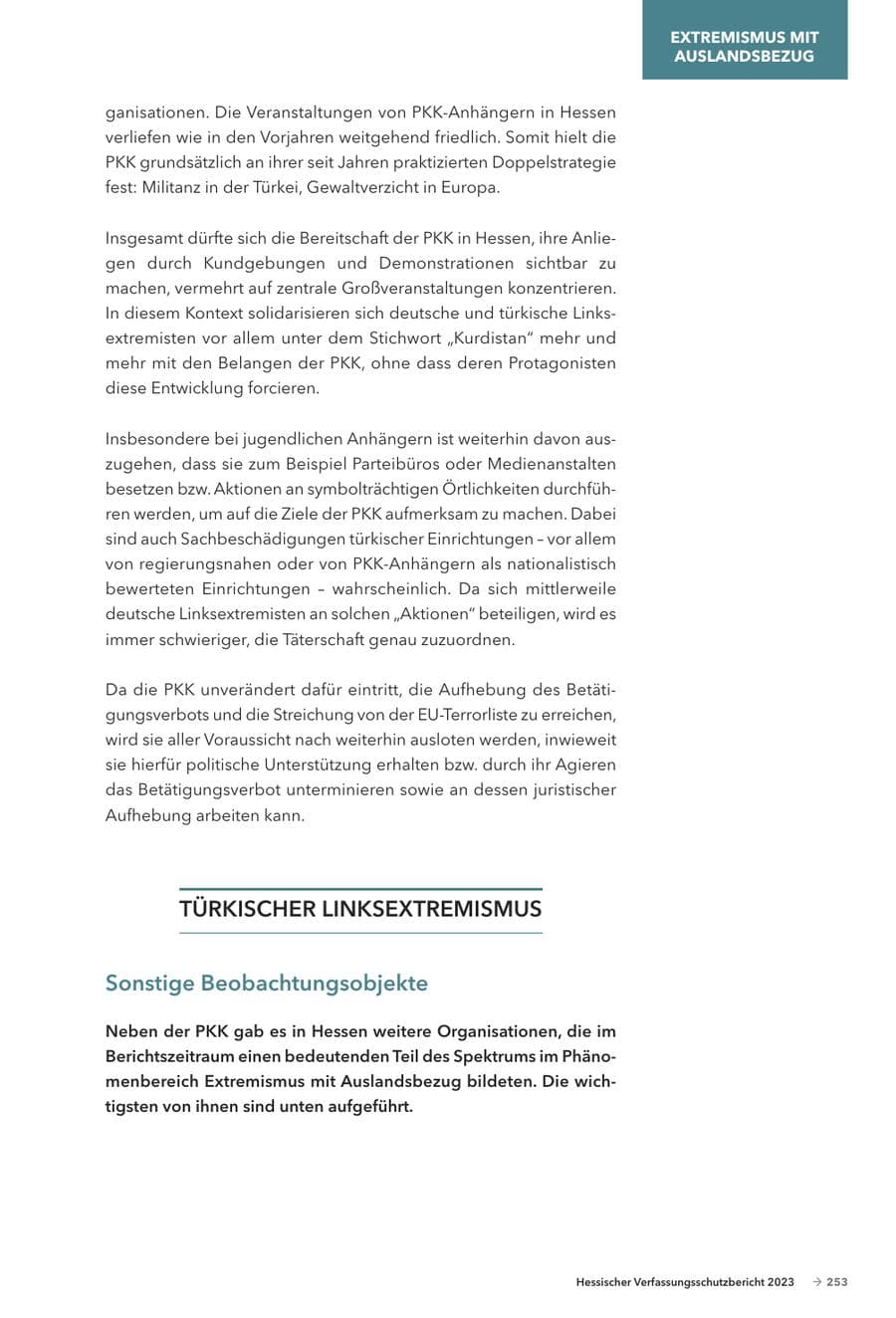 Seite 255 des Verfassungsschutzbericht 2023 Hessen