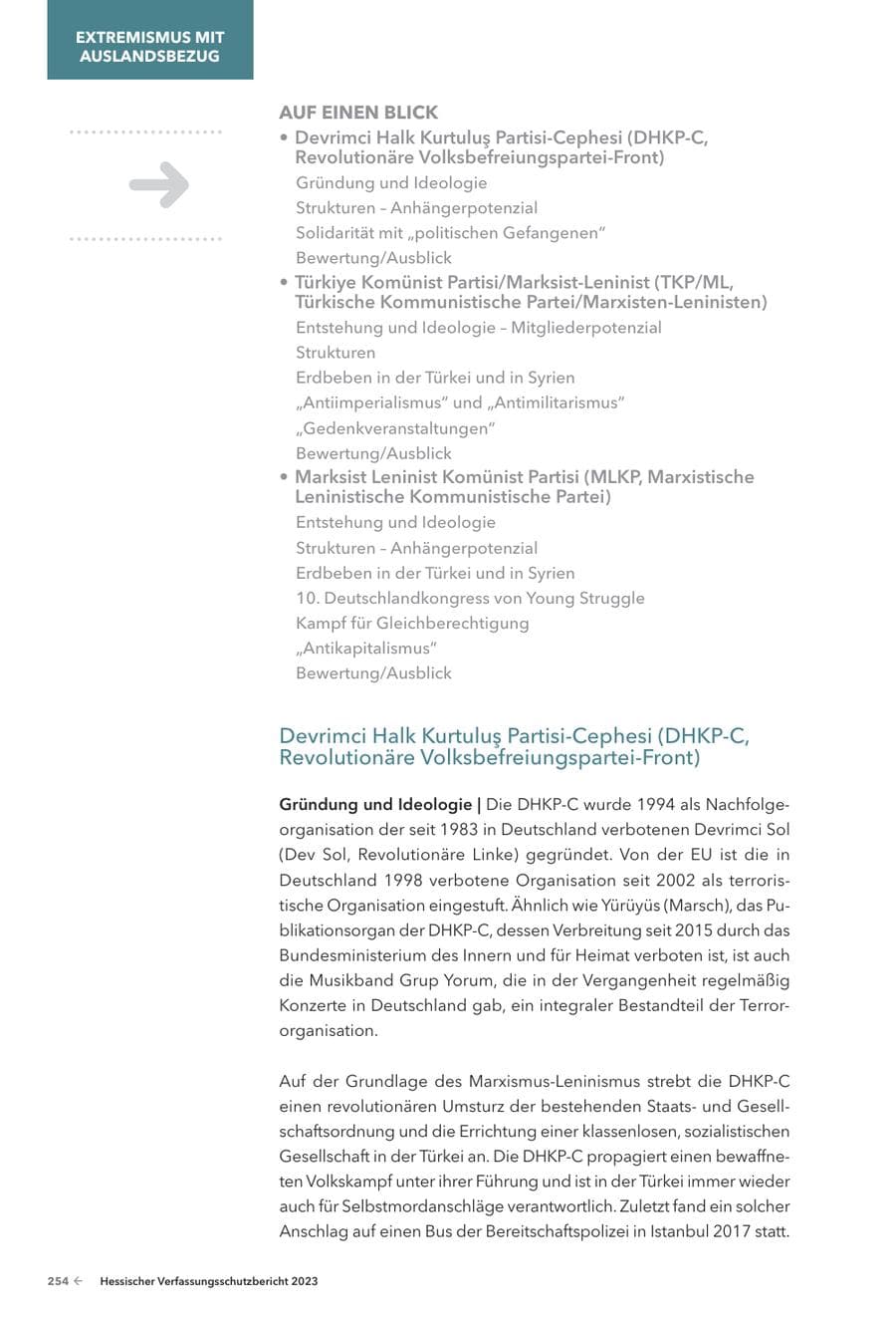 Seite 256 des Verfassungsschutzbericht 2023 Hessen