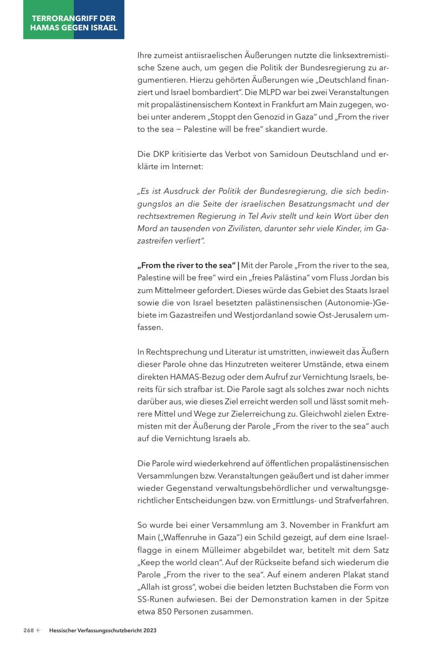 Seite 270 des Verfassungsschutzbericht 2023 Hessen