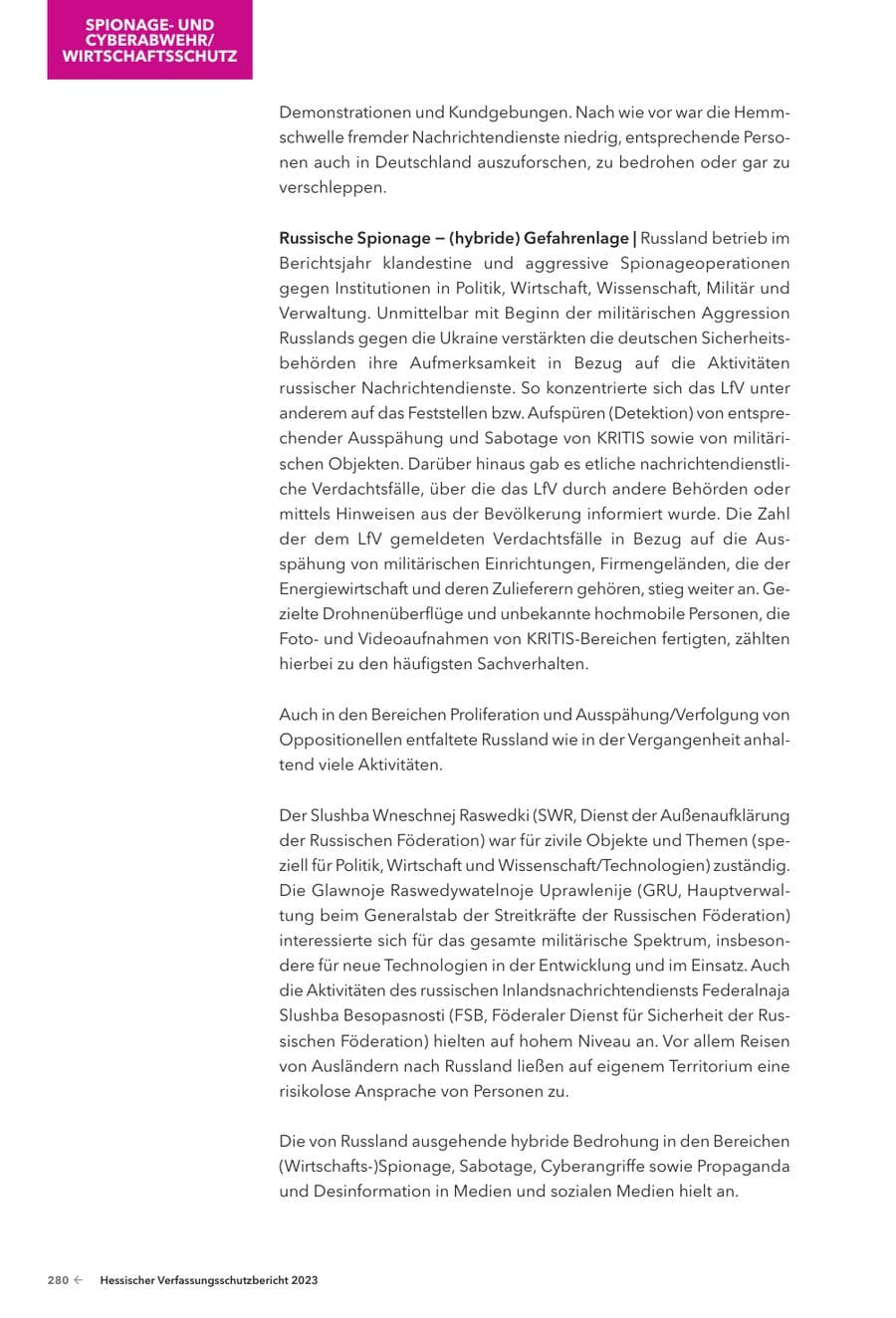 Seite 282 des Verfassungsschutzbericht 2023 Hessen