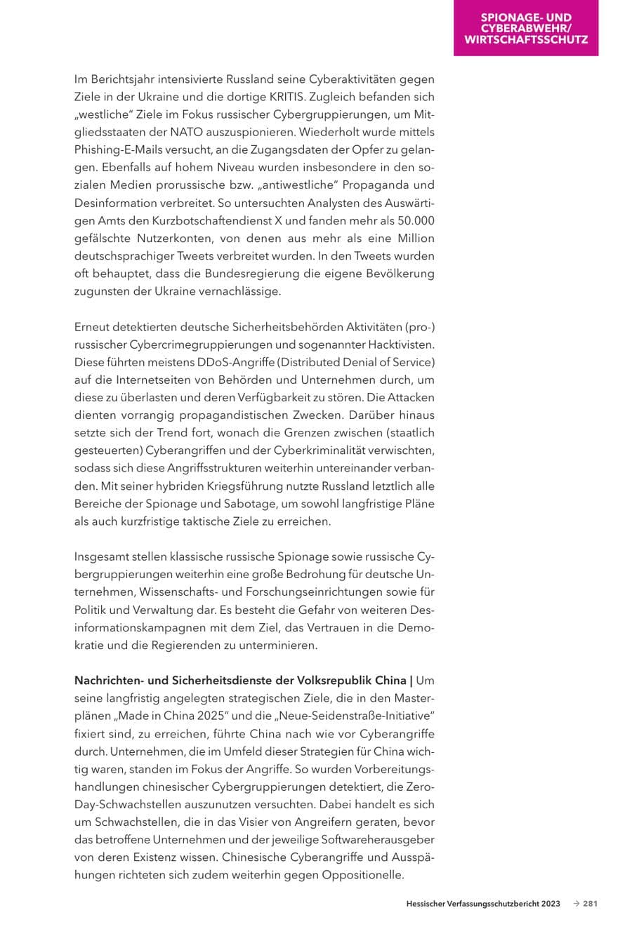 Seite 283 des Verfassungsschutzbericht 2023 Hessen
