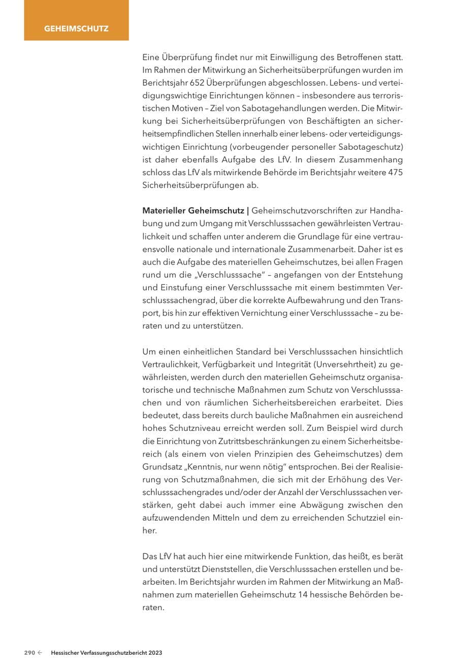 Seite 292 des Verfassungsschutzbericht 2023 Hessen