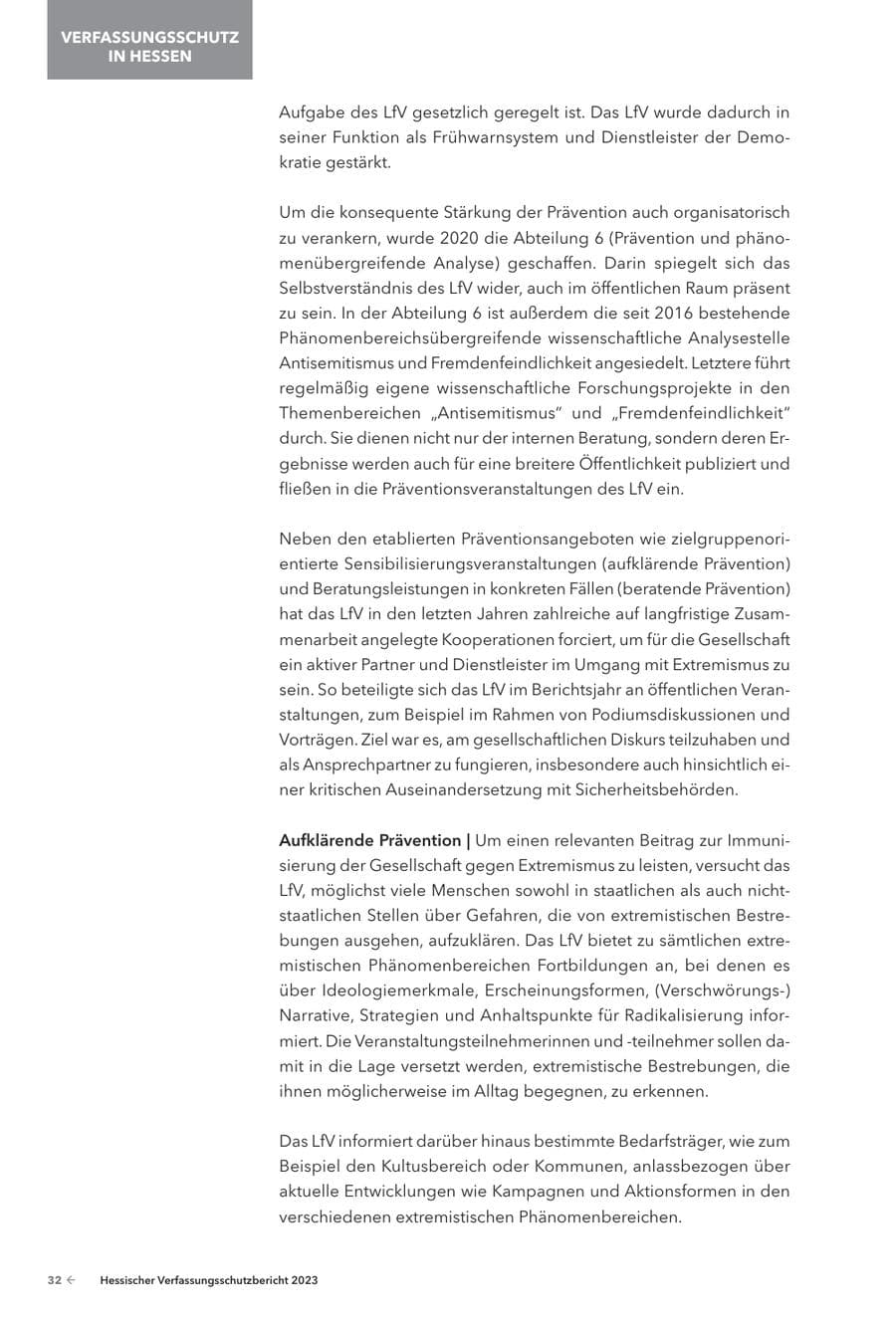 Seite 34 des Verfassungsschutzbericht 2023 Hessen