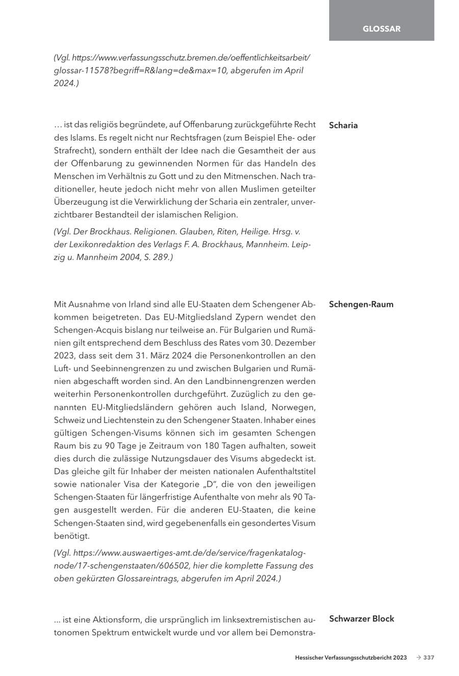 Seite 339 des Verfassungsschutzbericht 2023 Hessen