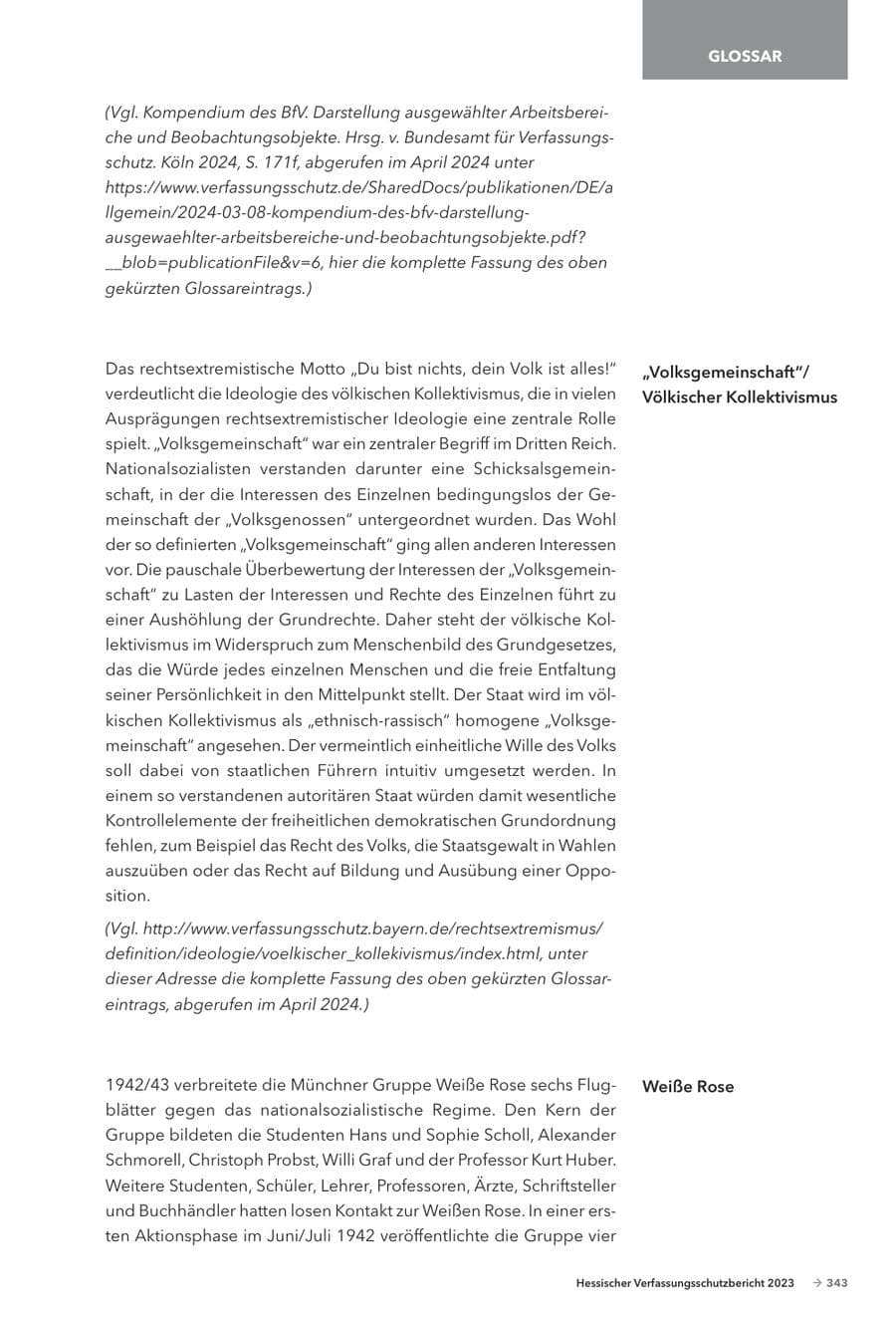 Seite 345 des Verfassungsschutzbericht 2023 Hessen