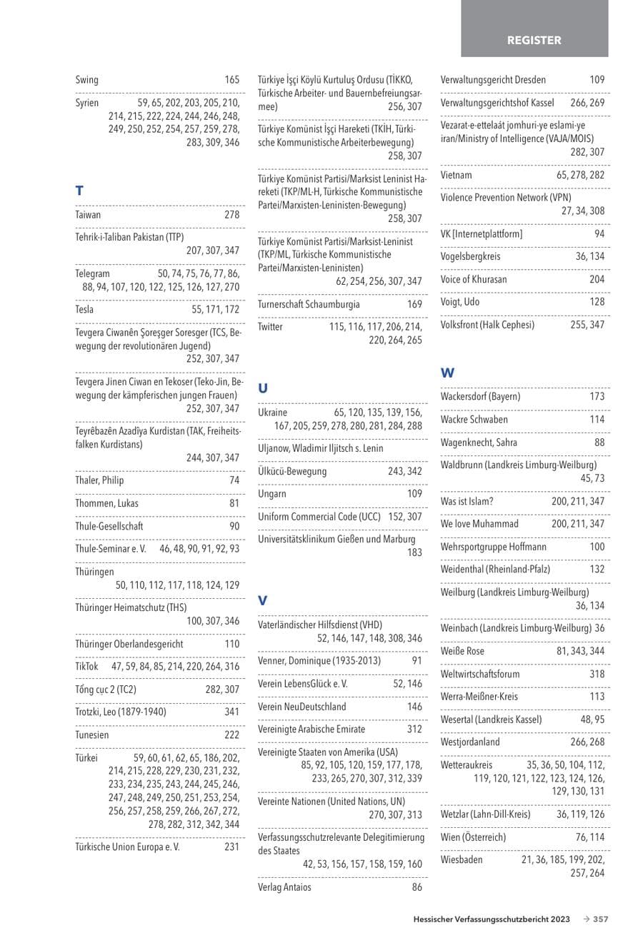 Seite 359 des Verfassungsschutzbericht 2023 Hessen