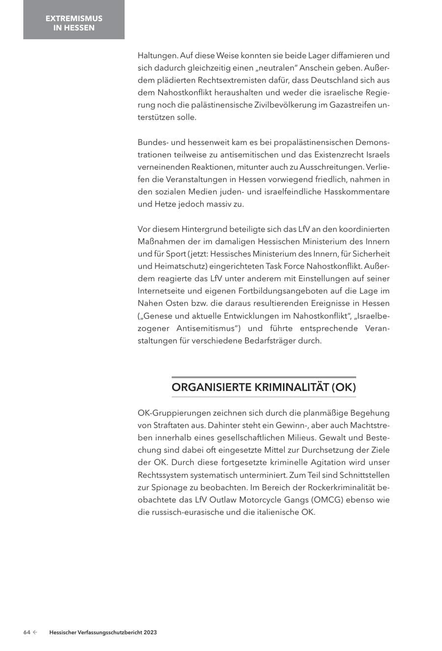 Seite 66 des Verfassungsschutzbericht 2023 Hessen