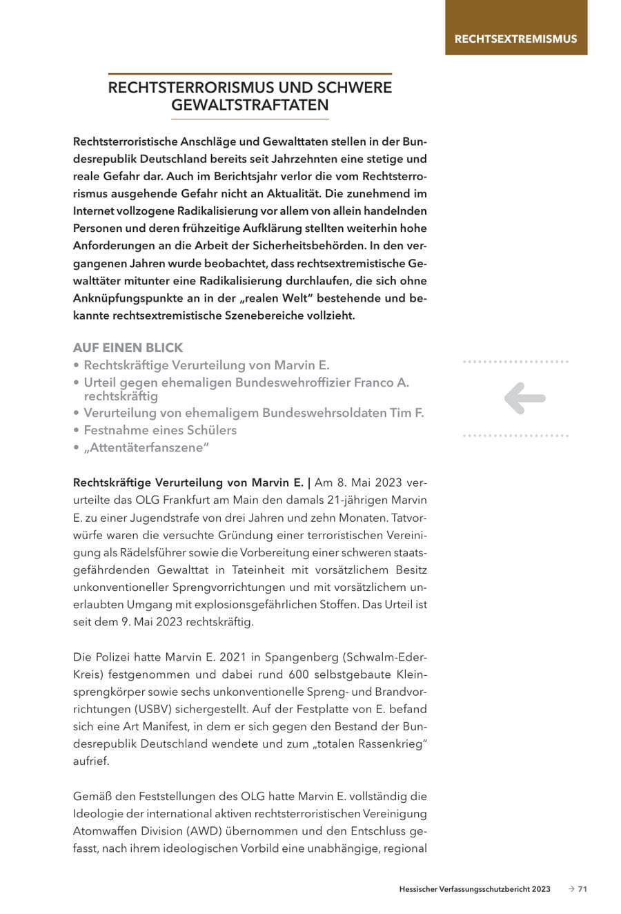 Seite 73 des Verfassungsschutzbericht 2023 Hessen