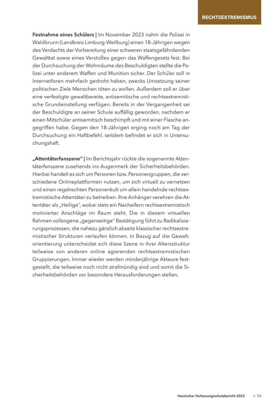 Seite 75 des Verfassungsschutzbericht 2023 Hessen