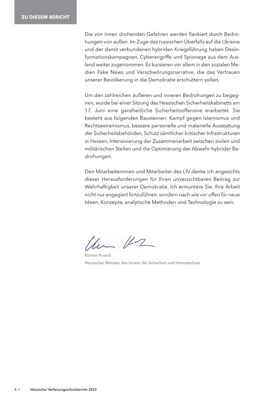 Seite 10 des Verfassungsschutzbericht 2023 Hessen
