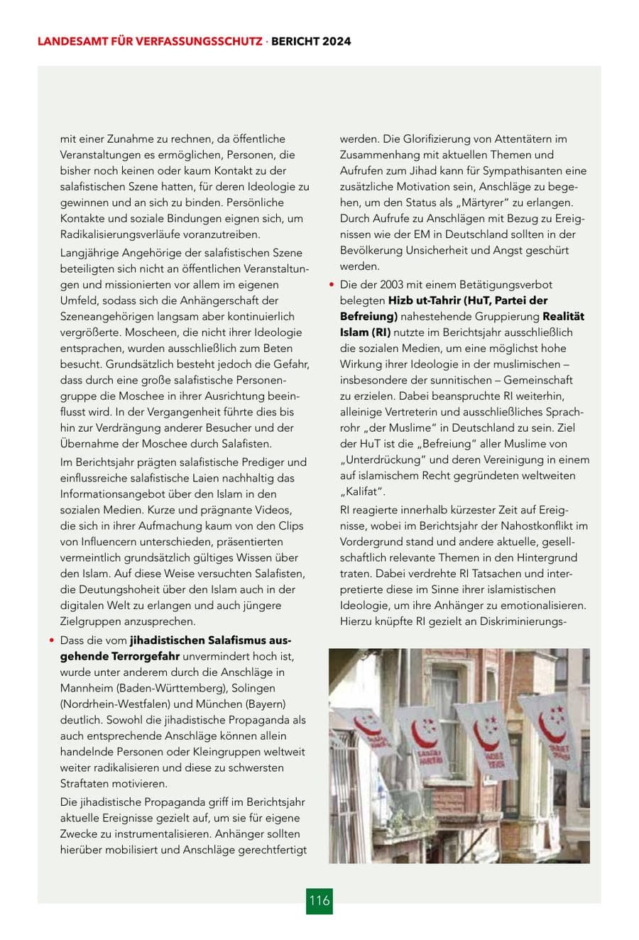 Seite 116 des Verfassungsschutzbericht 2024 Hessen