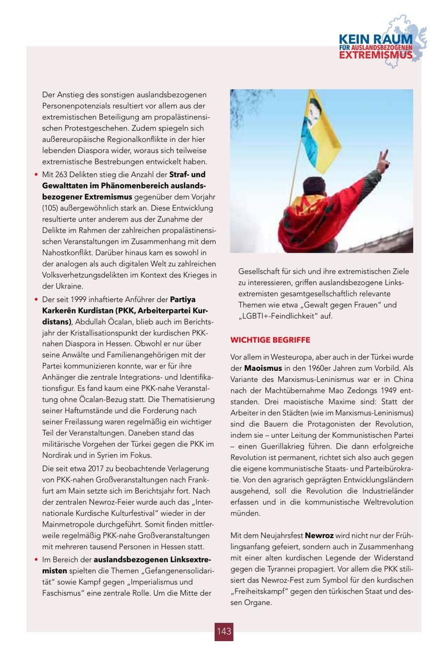 Seite 143 des Verfassungsschutzbericht 2024 Hessen