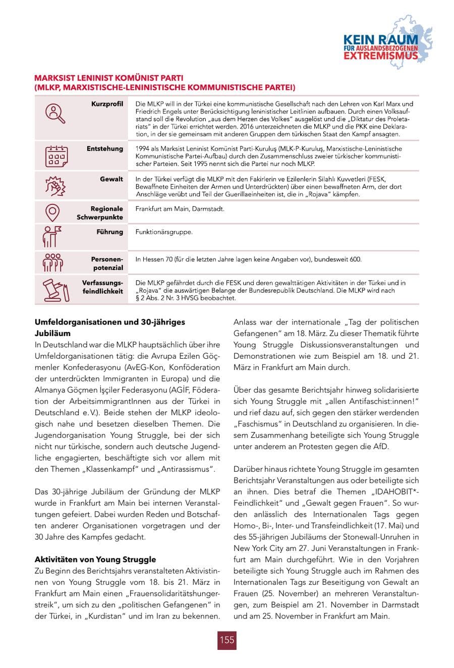 Seite 155 des Verfassungsschutzbericht 2024 Hessen