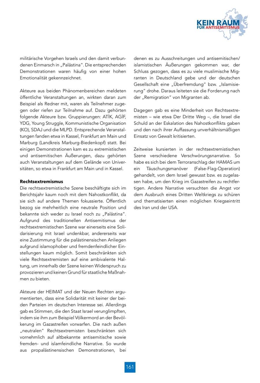 Seite 161 des Verfassungsschutzbericht 2024 Hessen