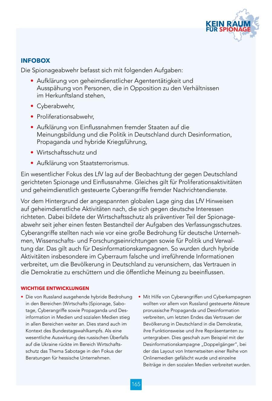 Seite 165 des Verfassungsschutzbericht 2024 Hessen