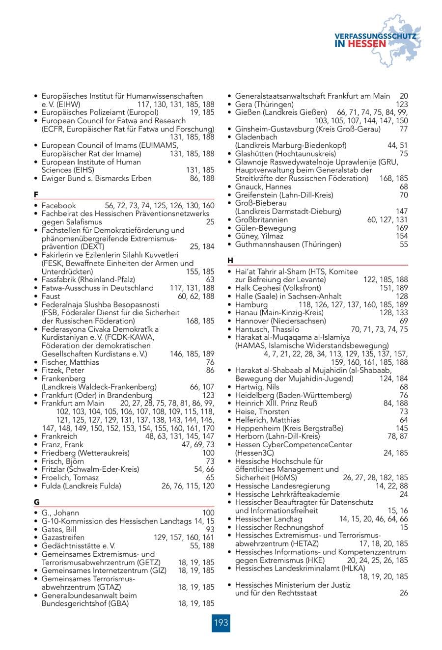 Seite 193 des Verfassungsschutzbericht 2024 Hessen