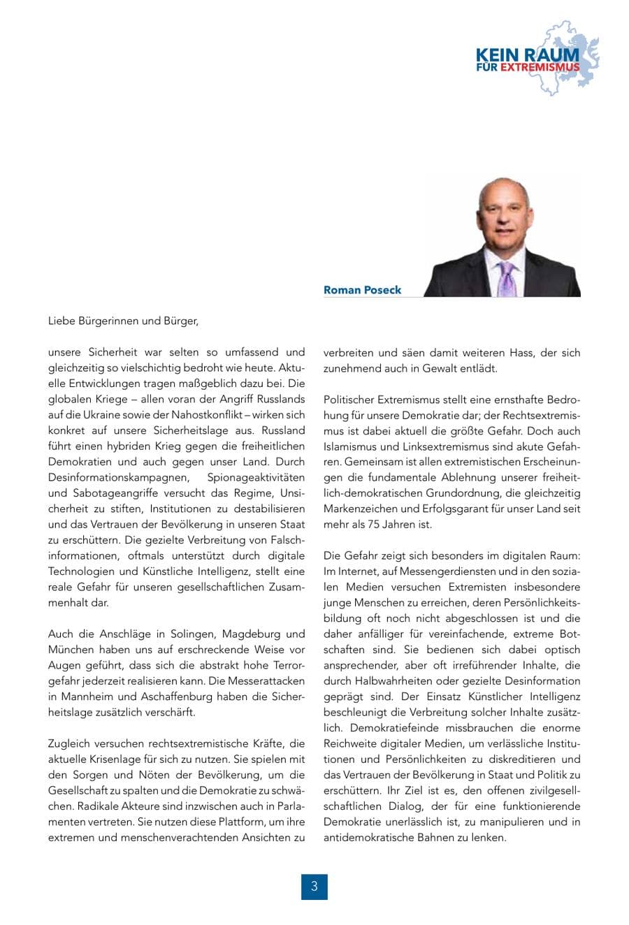 Seite 3 des Verfassungsschutzbericht 2024 Hessen