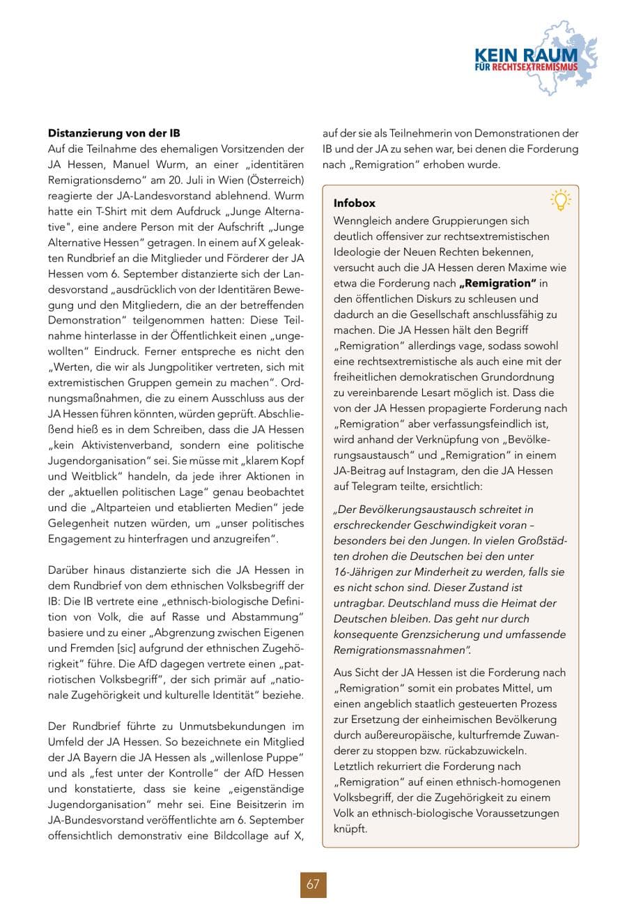 Seite 67 des Verfassungsschutzbericht 2024 Hessen