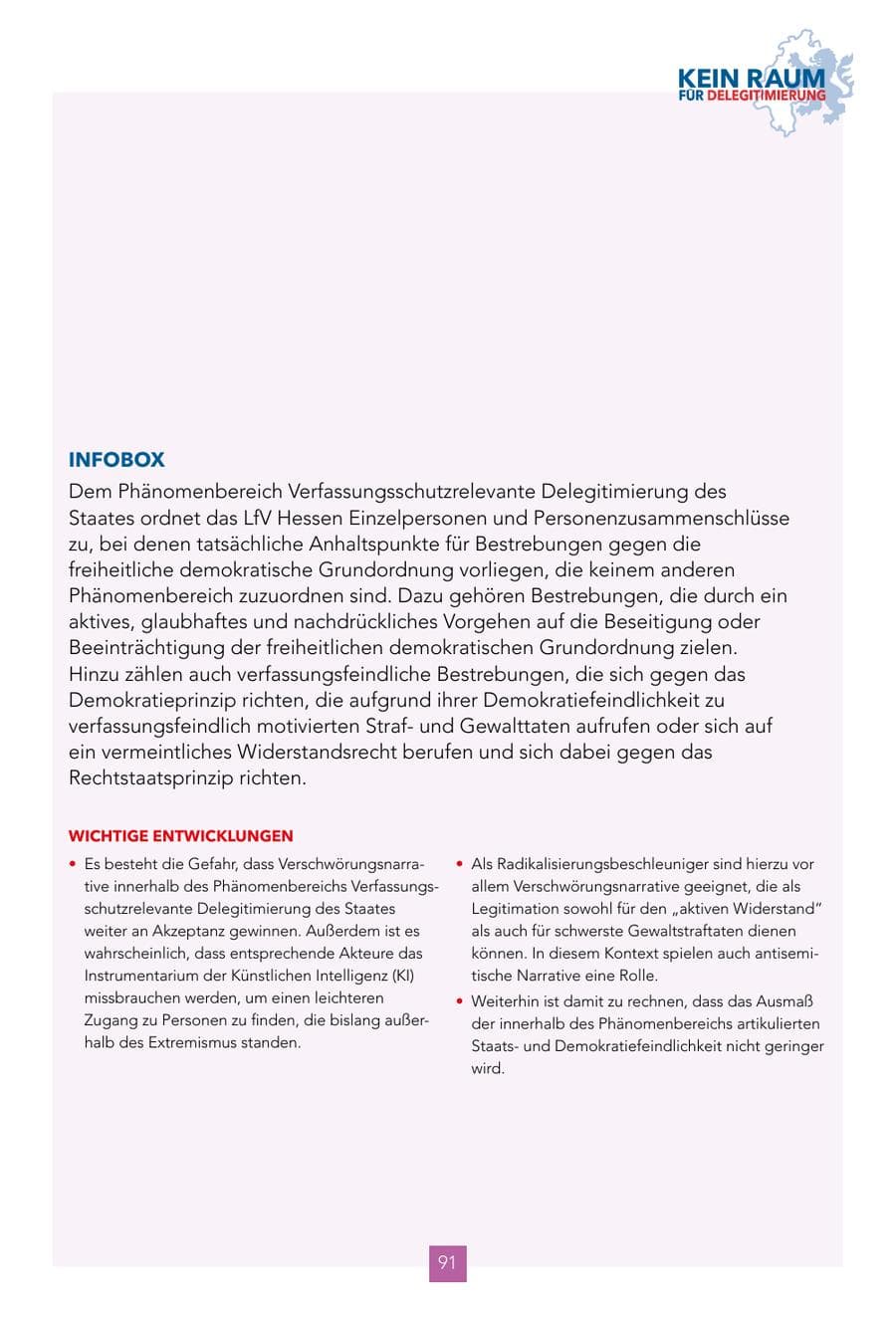 Seite 91 des Verfassungsschutzbericht 2024 Hessen