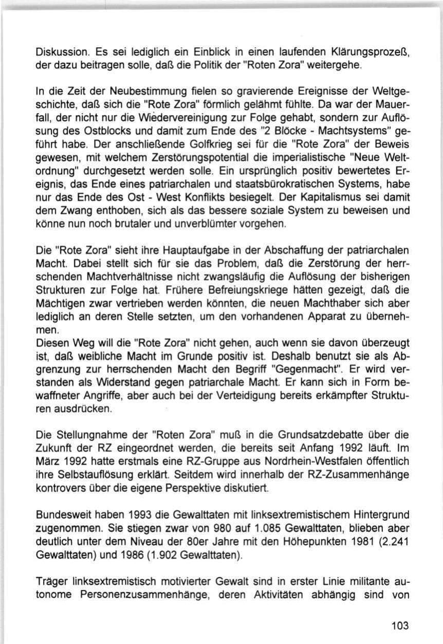 Seite 103 des Verfassungsschutzbericht 1993 Hamburg
