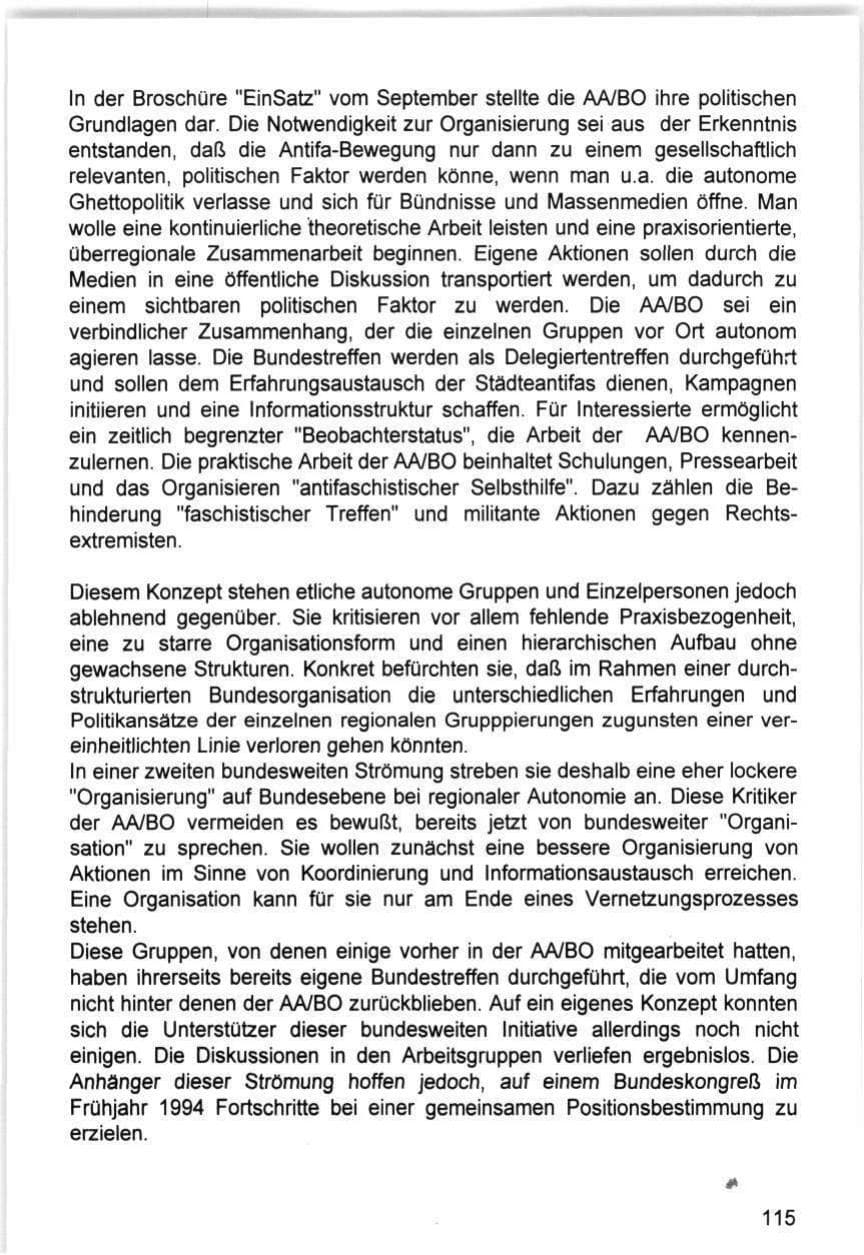 Seite 115 des Verfassungsschutzbericht 1993 Hamburg