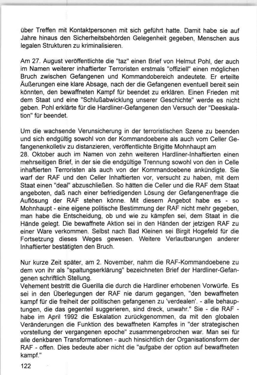 Seite 122 des Verfassungsschutzbericht 1993 Hamburg