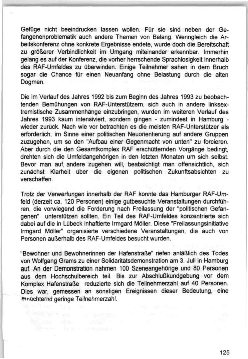 Seite 125 des Verfassungsschutzbericht 1993 Hamburg