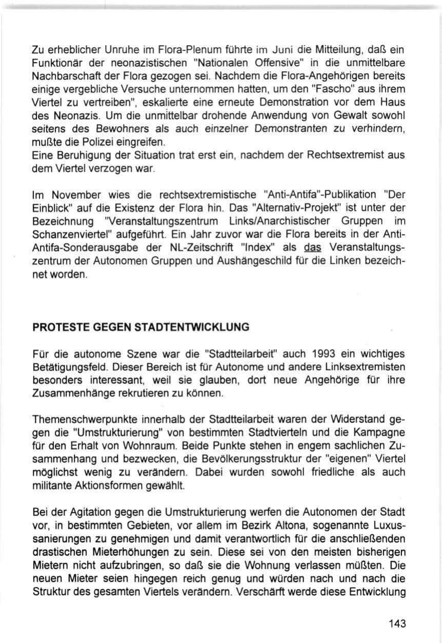 Seite 143 des Verfassungsschutzbericht 1993 Hamburg