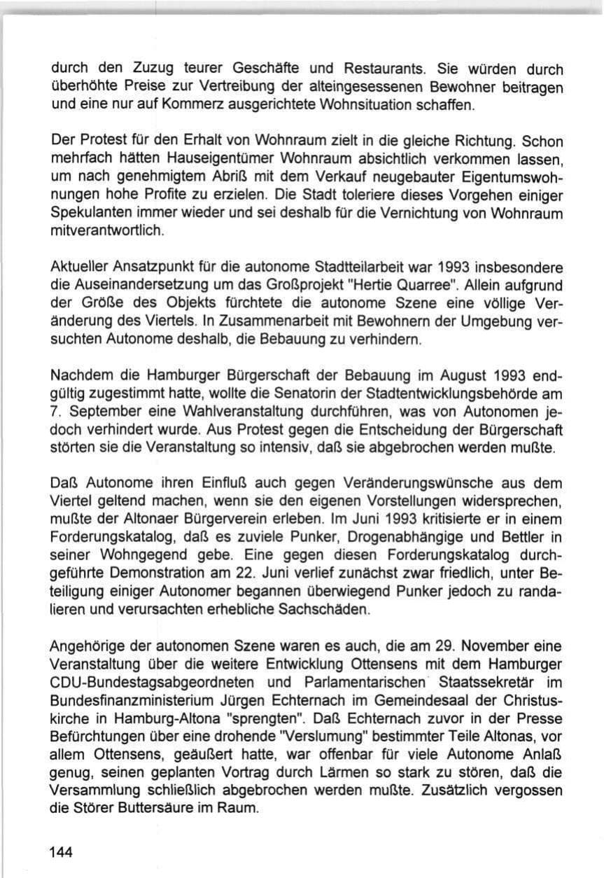 Seite 144 des Verfassungsschutzbericht 1993 Hamburg