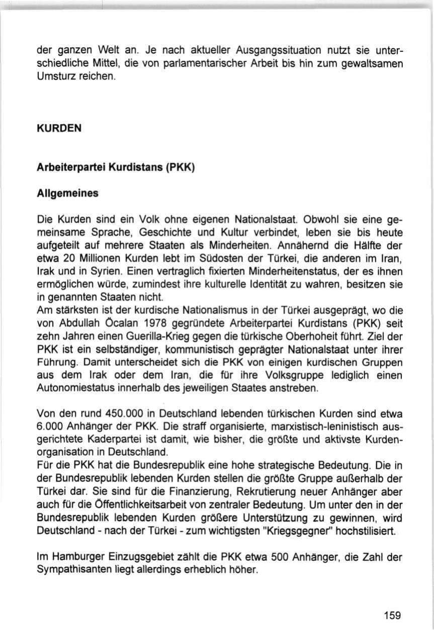 Seite 159 des Verfassungsschutzbericht 1993 Hamburg
